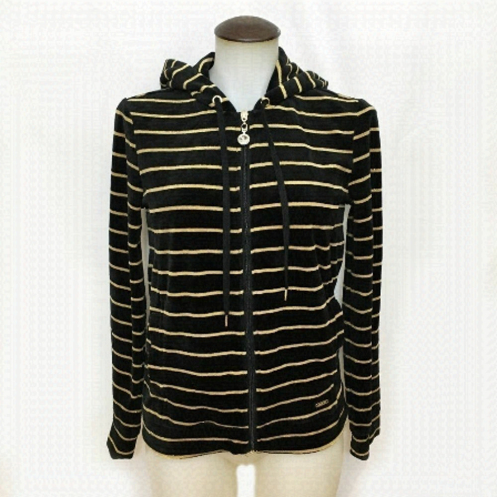 IMNYC BLACK VELOUR HOODY WITH GOLD STRIPE 🌻